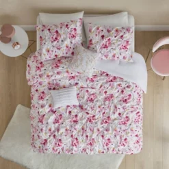 Penelope Floral Printed Ruched Comforter Set Pink -Bedding Sale Store GUEST 10abed28 b773 4641 b715 05d5cf55e305