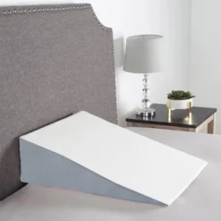 Continental Sleep, Bed Wedge Pillow With High Density Foam, Stylish Chic Jacquard Cover, Wedge Pillow For Sleeping, Reading, Watching TV, 24", White