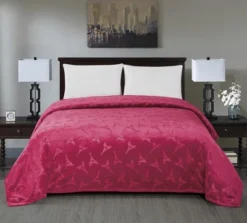 Eiffel Tower Microh Super Premium Flannel Fleece All-Season Blanket Burgundy By Plazatex