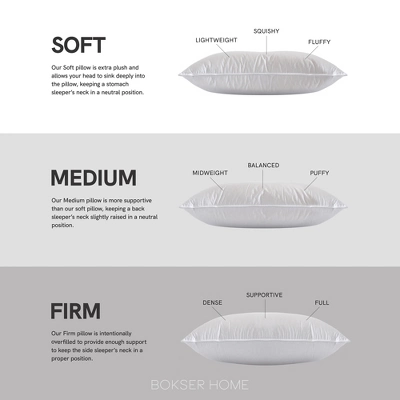 2 Pack Firm White Duck Feather & Down Bed Pillow | BOKSER HOME 9 2 Pack Firm White Duck Feather & Down Bed Pillow | BOKSER HOME - Image 9