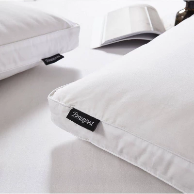 2pk Firm Cotton Blend Feather Down Fiber Bed Pillow - Beautyrest 3 2pk Firm Cotton Blend Feather Down Fiber Bed Pillow - Beautyrest - Image 3