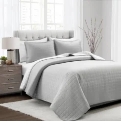 Lush Décor 3pc Farmhouse Box Stitch And Stripe Oversized Reversible Cotton Quilt Set Gray 13 Lush Décor 3pc Farmhouse Box Stitch And Stripe Oversized Reversible Cotton Quilt Set Gray -Bedding Sale Store GUEST 2f630bc4 f26c 450b 85df dc0361beb7bf