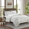 Madison Park 3pc Levi Reversible Printed Microfiber Seersucker Coverlet Set Taupe