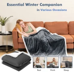 Tangkula 50" X 60" Heated Electric Reversible Flannel & Fleece Blanket Throw W/10 Heat Levels, 9 Hours Auto Shut-Off, Overheat Protection Gray -Bedding Sale Store GUEST 3a2a6f69 4637 4bc8 9ebf 30d4941d91ca