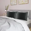 2 Pcs Queen(20"x30") Silky Satin Luxury Pillow Cases Black - PiccoCasa
