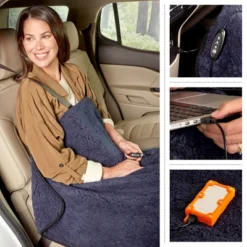 Heated Blanket 2-Pack - USB-Powered Fleece Throw Blankets For Travel, Home, Office, Or Camping - Winter Car Accessories By Stalwart (Navy Blue) -Bedding Sale Store GUEST 3dba9a17 056d 48d1 94e8 8eee7fcebcf2