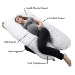 Hastings Home U-Shaped Full-Body Support Pregnancy Pillow With Zippered Cover - White, 60" X 38" -Bedding Sale Store GUEST 3ee67d06 bb35 43f9 8774 c65420a2b5c6