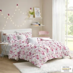 Penelope Floral Printed Ruched Comforter Set Pink -Bedding Sale Store GUEST 408ac824 a553 4ae1 97f7 b5775d6fb0ed