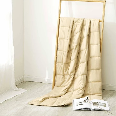 48"x72" 20lbs Solid Cotton Weighted Bed Blanket Tan - Pur Serenity 4 48"x72" 20lbs Solid Cotton Weighted Bed Blanket Tan - Pur Serenity - Image 4