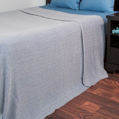 Chevron Cotton Blanket (Full/Queen) Blue - Yorkshire Home 1 Chevron Cotton Blanket (Full/Queen) Blue - Yorkshire Home
