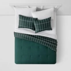 Grid Print Microfiber Reversible Comforter & Sheet Set Dark Green - Room Essentials™ 10 Grid Print Microfiber Reversible Comforter & Sheet Set Dark Green - Room Essentials™ -Bedding Sale Store GUEST 4daf5f1a f5e2 4ffd 9c0a 0163fb5f2872