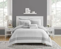 Chic Home Gibson Comforter Set Striped Hotel Collection Design Bed In A Bag Bedding - 9 Piece - Grey -Bedding Sale Store GUEST 5c0b85b5 961c 4ab1 9097 fb5eb3d53e4e