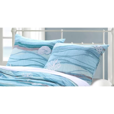 Maui Quilted Reversible Cotton Pillow Sham Multicolor By Greenland Home Fashion 3 Maui Quilted Reversible Cotton Pillow Sham Multicolor By Greenland Home Fashion - Image 3