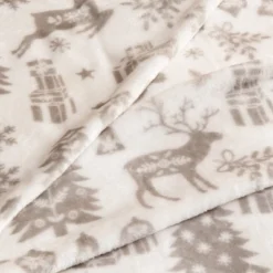 Great Bay Home Velvet Plush Fleece Holiday Printed Warm And Cozy Bed Blanket