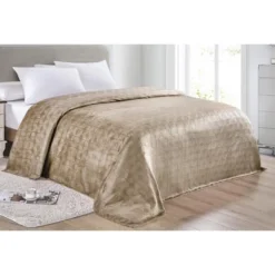 Amrani Bedcover Embossed Blanket Soft Premium Microplush Taupe By Plazatex -Bedding Sale Store GUEST 6846e199 faf0 447e 95c1 34c976f417ca
