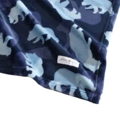 Eddie Bauer Camp Camo Bear Flannel Fleece - Blanket, Blue- Full/Queen