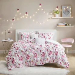 Penelope Floral Printed Ruched Comforter Set Pink -Bedding Sale Store GUEST 743b59bd fadf 4198 ac11 7fa9f6724f5f