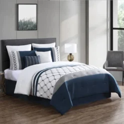 Ellison Embroidered Colorblock Comforter Bedding Set Dark Teal -Bedding Sale Store GUEST 7561d919 8549 4e59 8b8e c6404c859e61