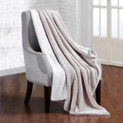 48" X 72" 15lbs Weighted Blanket With Reversible Sherpa Cover Taupe/Ivory - DreamLab