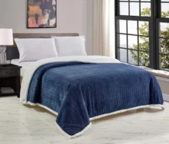 Jacquard Microplush Soft Premium Microplush Braided Blanket Navy By Plazatex