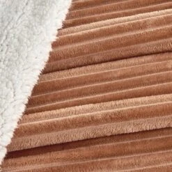 Ribbed Texture Reversible Taupe Throw Blanket - Great Bay Home