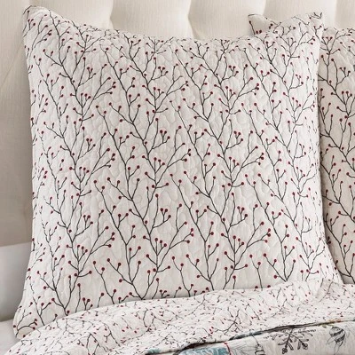 Holly Holiday Euro Sham Set Of 2 White - Levtex Home 1 Holly Holiday Euro Sham Set Of 2 White - Levtex Home