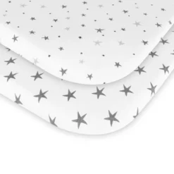 Ely's & Co. Baby Fitted Waterproof Sheet Set 100% Combed Jersey Cotton Grey Stars 2 Pack -Bedding Sale Store GUEST 9407e6fd 7e7b 4ad9 b760 9eecfa61a451