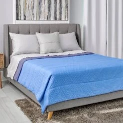 Twin Cool & Clean Bed Blanket Blue Fog - Sealy