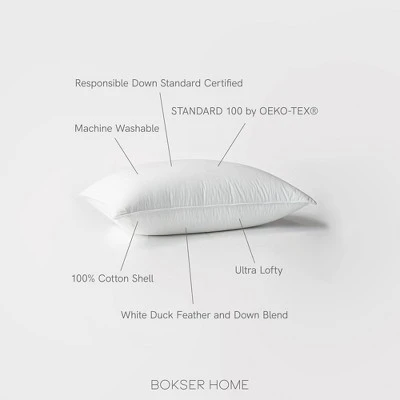 2 Pack Firm White Duck Feather & Down Bed Pillow | BOKSER HOME 8 2 Pack Firm White Duck Feather & Down Bed Pillow | BOKSER HOME - Image 8