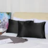 2 Pcs King 20"x36" Silk Satin Soft Pillowcase Black - PiccoCasa