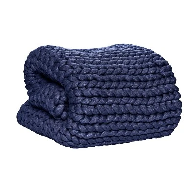 48"x72" 12lbs Chunky Knit Weighted Blanket - Tranquility 2 48"x72" 12lbs Chunky Knit Weighted Blanket - Tranquility - Image 2