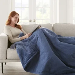 Micro Flannel Reversible Electric Throw Blanket 62" X 84" By Shavel Home Products