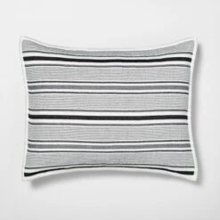 Textured Stripe Pillow Sham Dark Gray/Cream - Hearth & Hand With Magnolia -Bedding Sale Store GUEST b0608181 3b6d 4688 8af4 76eb9e213a88