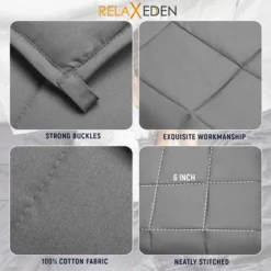 RELAX EDEN Adult Breathable Cotton Weighted Blanket With Removable Grey Duvet Cover, 60 X 80 Inch, 20 Pounds, Made W/Polyester And Glass Beads, Grey -Bedding Sale Store GUEST b9f4560e 283d 482a aa8b 865090d7b491