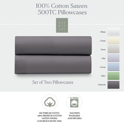 100% Cotton Sateen 500 Thread Count Pillowcase Set 1 100% Cotton Sateen 500 Thread Count Pillowcase Set