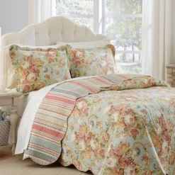Floral Stripe Spring Bling Bedspread Set 3pc - Waverly®