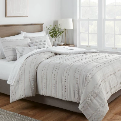 4pc Clipped Stripe Poms Comforter Bedding Set - Threshold™ 1 4pc Clipped Stripe Poms Comforter Bedding Set - Threshold™
