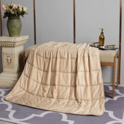 48"x72" 20lbs Solid Cotton Weighted Bed Blanket Tan - Pur Serenity