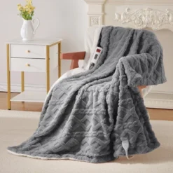 Heating Blanket, Thick Tufted Electric Blanket Throw With 6 Heating Levels And 20 Time Settings, Machine Washable