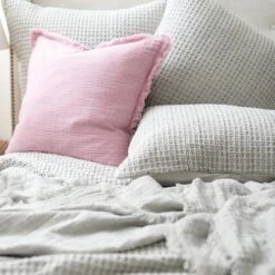 EY Essentials Waffle Pearl Grey Queen Coverlet