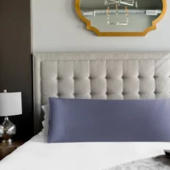 PiccoCasa Satin Silky For Hair And Skin Pillowcase Slate Gray Body 20"x54" 2 Pcs