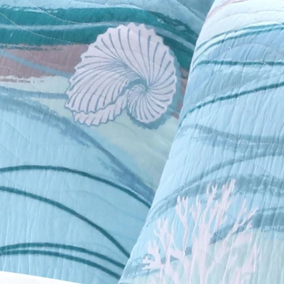 Maui Quilted Reversible Cotton Pillow Sham Multicolor By Greenland Home Fashion 2 Maui Quilted Reversible Cotton Pillow Sham Multicolor By Greenland Home Fashion - Image 2