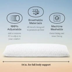 Coop Home Goods 20”x 54" Adjustable Memory Foam Body Pillow - GREENGUARD Gold Certified - Lulltra Washable Cover - White 11 Coop Home Goods 20”x 54" Adjustable Memory Foam Body Pillow - GREENGUARD Gold Certified - Lulltra Washable Cover - White -Bedding Sale Store GUEST eeb04744 f57e 4c39 b099 583471da2c6e