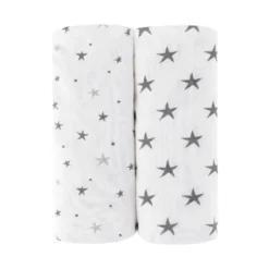 Ely's & Co. Baby Fitted Waterproof Sheet Set 100% Combed Jersey Cotton Grey Stars 2 Pack -Bedding Sale Store GUEST eed48b4a 6326 4a08 9916 6b4fe26a460b
