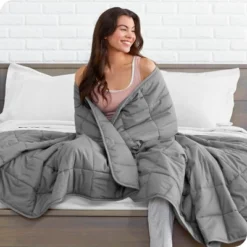 48" X 72" Gray Cotton Weighted Blanket By Bare Home
