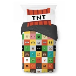 Saturday Park Minecraft Iconic 100% Organic Cotton Duvet Cover & Sham Set