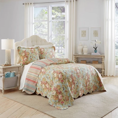 Floral Stripe Spring Bling Bedspread Set 3pc - Waverly® 6 Floral Stripe Spring Bling Bedspread Set 3pc - Waverly® - Image 6