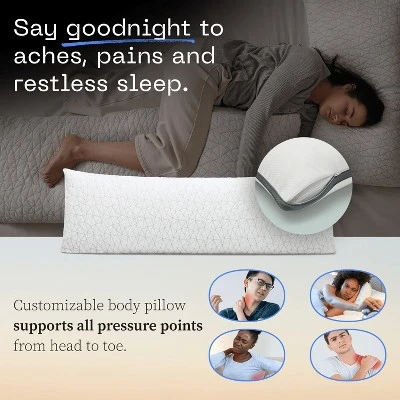 Coop Home Goods 20”x 54" Adjustable Memory Foam Body Pillow - GREENGUARD Gold Certified - Lulltra Washable Cover - White 7 Coop Home Goods 20”x 54" Adjustable Memory Foam Body Pillow - GREENGUARD Gold Certified - Lulltra Washable Cover - White - Image 7